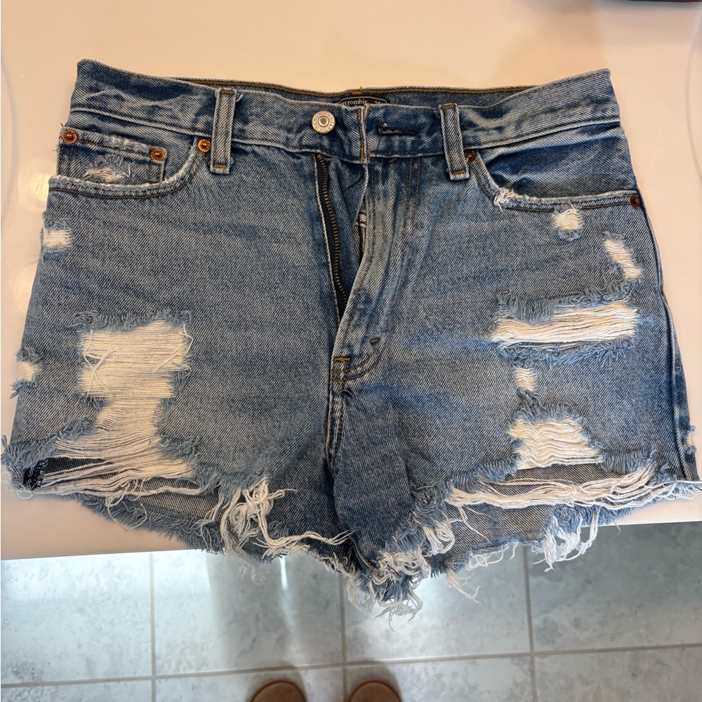 Abercrombie & Fitch Distressed Light Blue Denim Cutoff Shorts
